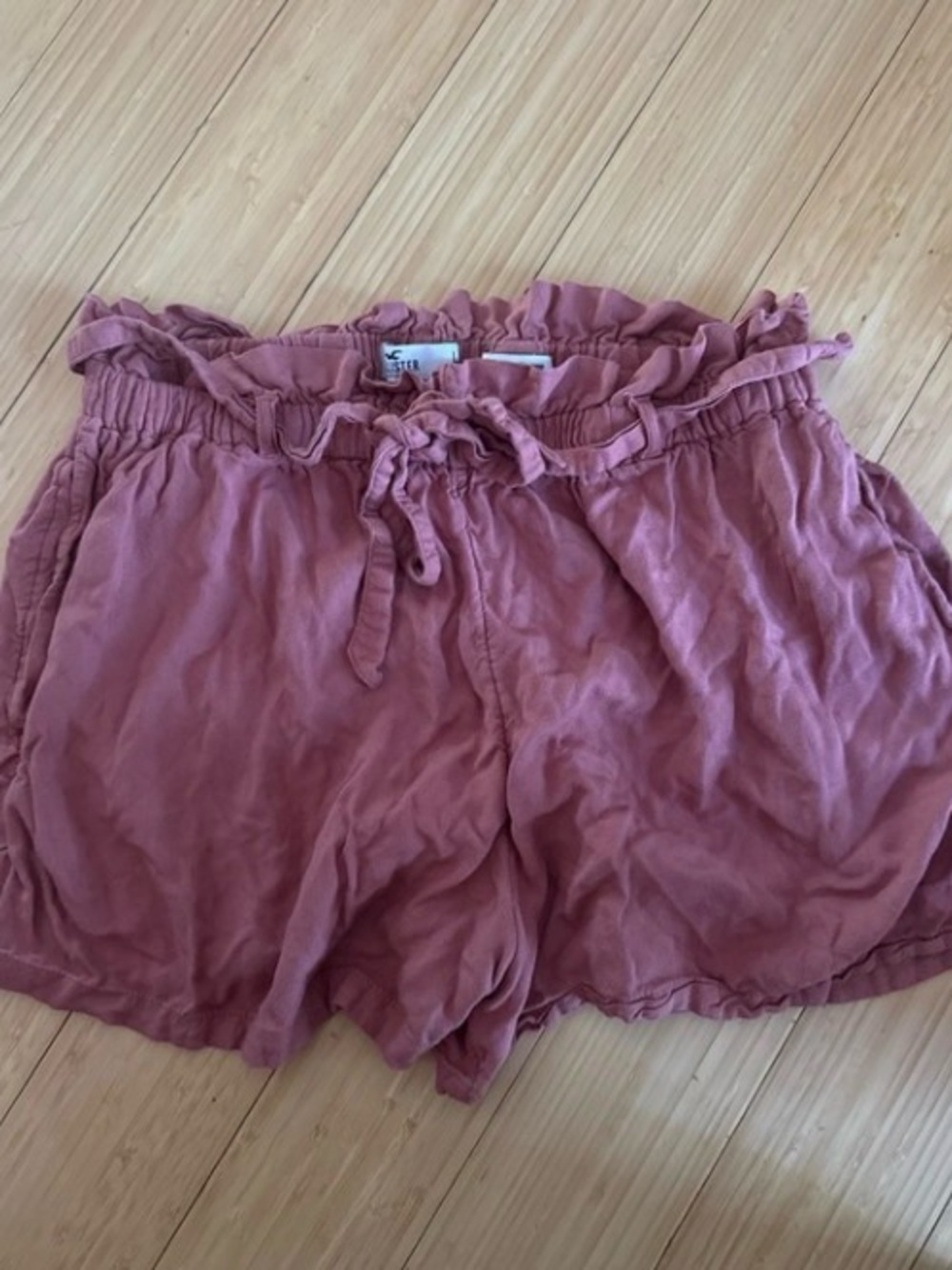 Hollister Dusty Rose Paperbag Waist Drawstring Shorts